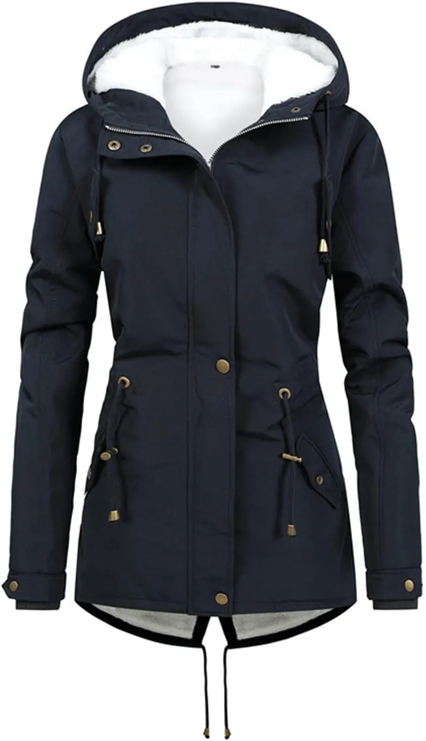 Womens Thicken Winter Coats with Faux Fur Hood Warm Fleece Sherpa Lined Anoraks Military Jackets Parka Outerwear 2024