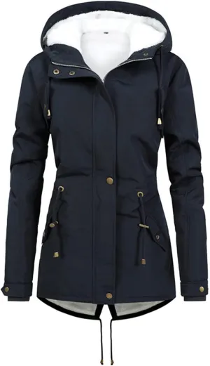 Womens Thicken Winter Coats with Faux Fur Hood Warm Fleece Sherpa Lined Anoraks Military Jackets Parka Outerwear 2024