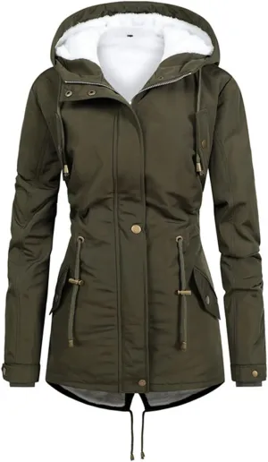Womens Thicken Winter Coats with Faux Fur Hood Warm Fleece Sherpa Lined Anoraks Military Jackets Parka Outerwear 2024
