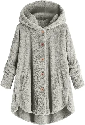Women's Winter Coat Sherpa Lined Zip Hoodie Long Sweatshirt Warm Fleece Lining Heavyweight Hooded Jacket 2024 Trendy