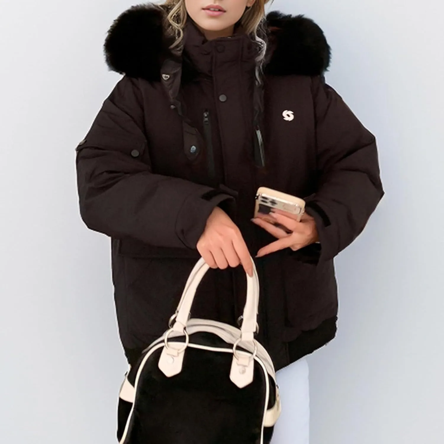 Women's Winter Coat Warm Parka Jacket Puffer Quilted Thicken Hooded Outerwear Coats Zip Up Casual Down Jackets