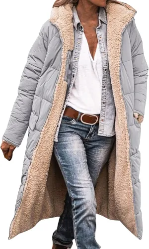 Womens Winter Warm Thicken Long Outwear Jacket Lightweight Winter Coat Womens Long-Sleeve Puffer Jacket Womens