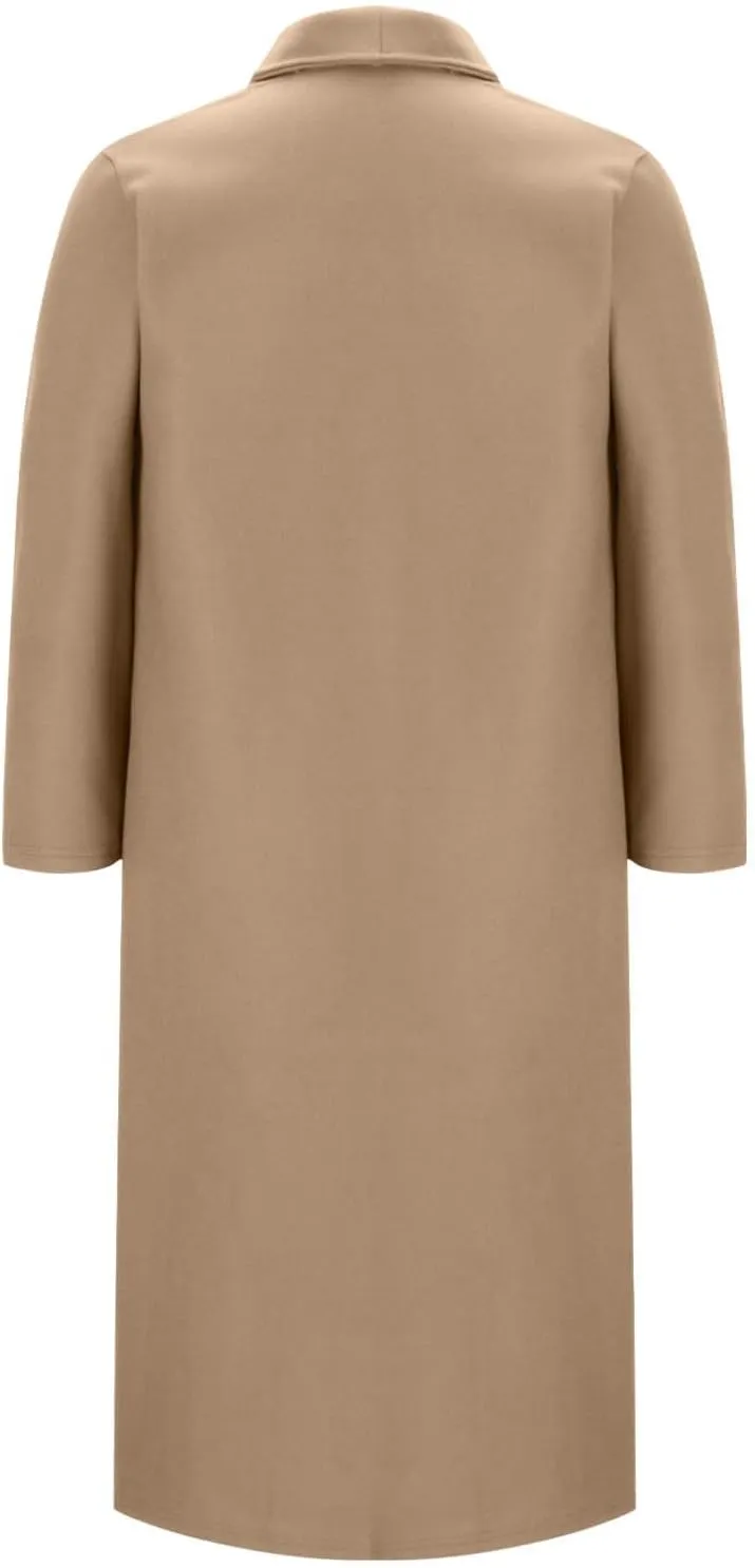 Women's Wool Coats Oversized Notched Collar Pea Coats Casual Open Front Long Winter Jackets Formal Work Trench Coat