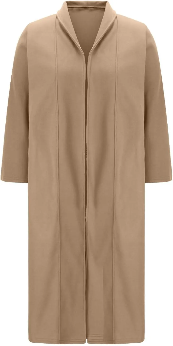 Women's Wool Coats Oversized Notched Collar Pea Coats Casual Open Front Long Winter Jackets Formal Work Trench Coat