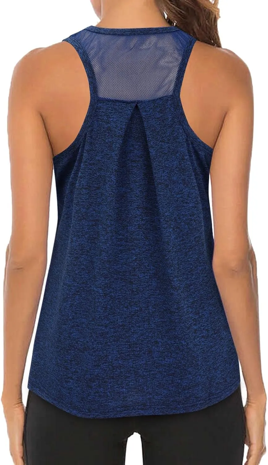Workout Tops for Women Quick Dry Athletic Yoga Blouse Loose Fit Racerback Mesh Backless Muscle Tank Running Shirts