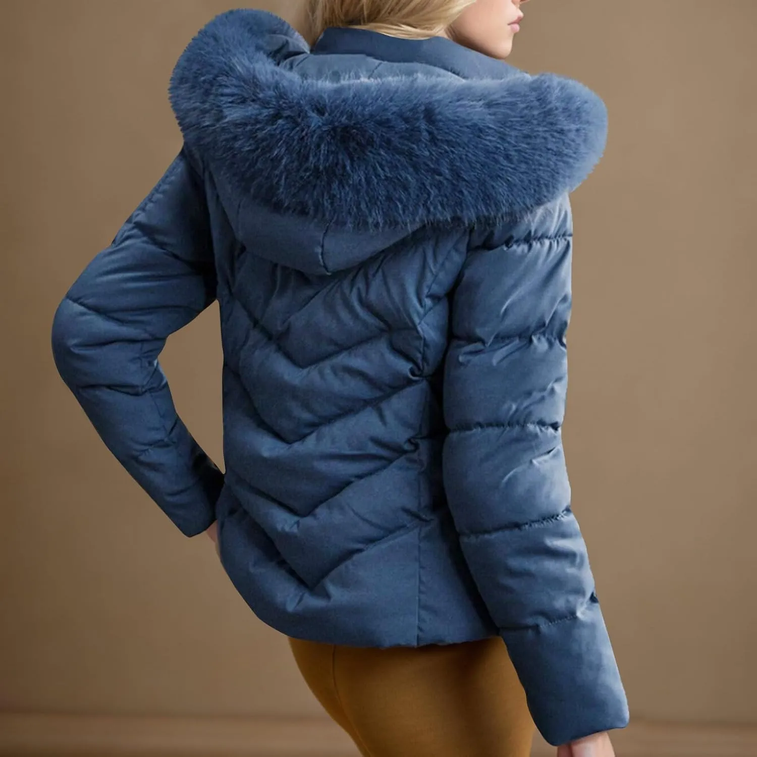 XOWRTE Women's Down Jacket Winter Mid Lenght Down Puffer Coats Ladies Lightweight Jackets Woman Hooded Thick Warm Parka