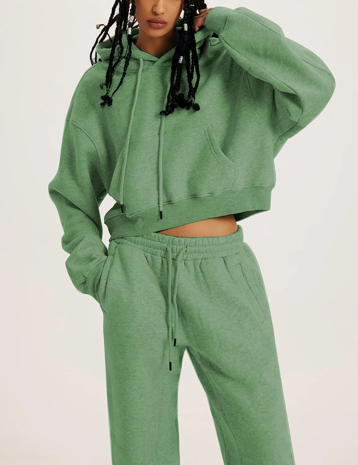 Yeokou Women's Fleece 2 Piece Outfits Sweatsuits Pullover Hoodie Sweatshirt Jogger Pants Tracksuits Set