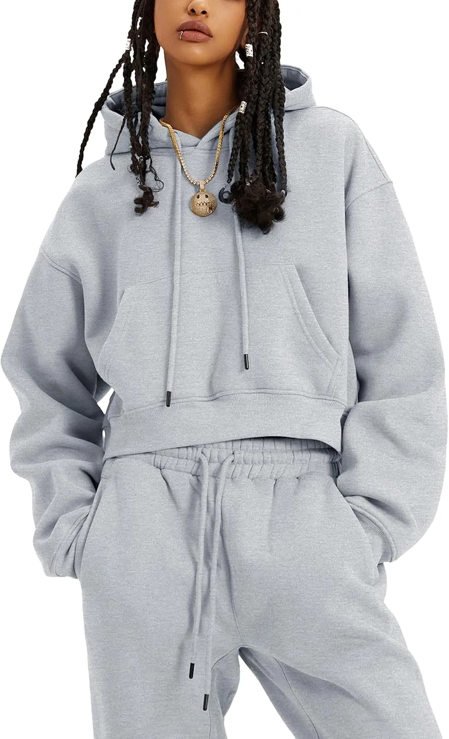 Yeokou Women's Fleece 2 Piece Outfits Sweatsuits Pullover Hoodie Sweatshirt Jogger Pants Tracksuits Set