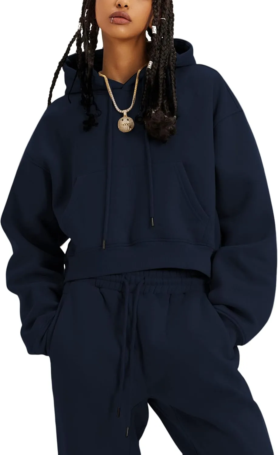 Yeokou Women's Fleece 2 Piece Outfits Sweatsuits Pullover Hoodie Sweatshirt Jogger Pants Tracksuits Set