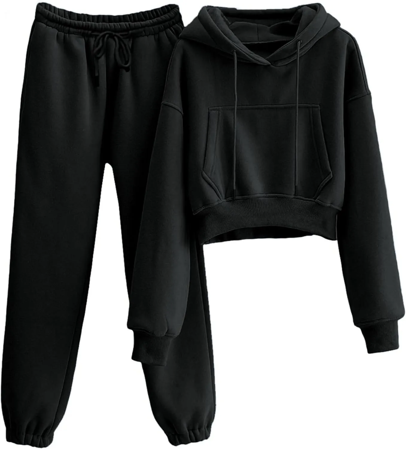 Yeokou Women's Fleece 2 Piece Outfits Sweatsuits Pullover Hoodie Sweatshirt Jogger Pants Tracksuits Set
