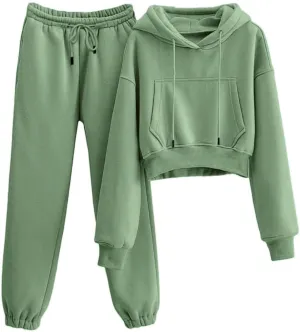 Yeokou Women's Fleece 2 Piece Outfits Sweatsuits Pullover Hoodie Sweatshirt Jogger Pants Tracksuits Set