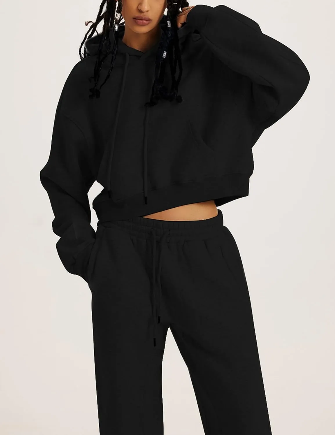 Yeokou Women's Fleece 2 Piece Outfits Sweatsuits Pullover Hoodie Sweatshirt Jogger Pants Tracksuits Set
