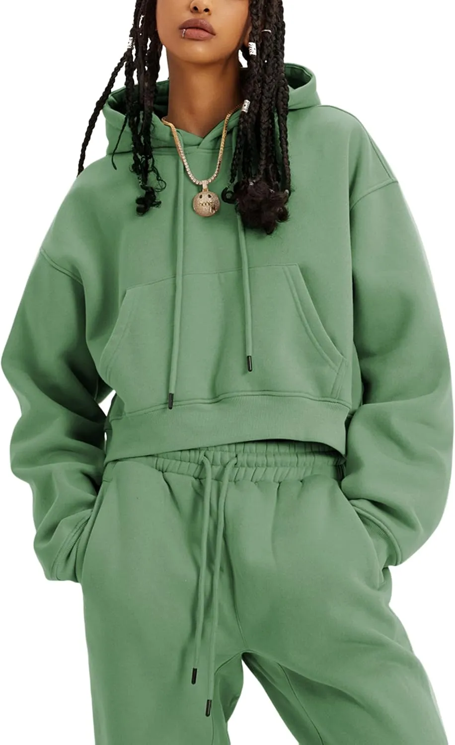 Yeokou Women's Fleece 2 Piece Outfits Sweatsuits Pullover Hoodie Sweatshirt Jogger Pants Tracksuits Set