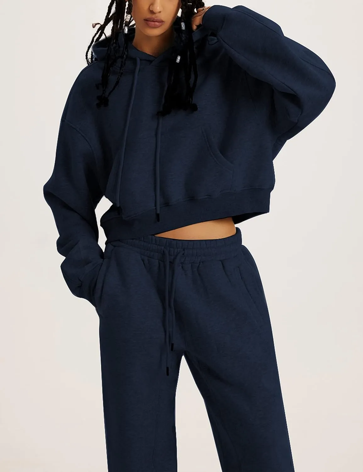 Yeokou Women's Fleece 2 Piece Outfits Sweatsuits Pullover Hoodie Sweatshirt Jogger Pants Tracksuits Set