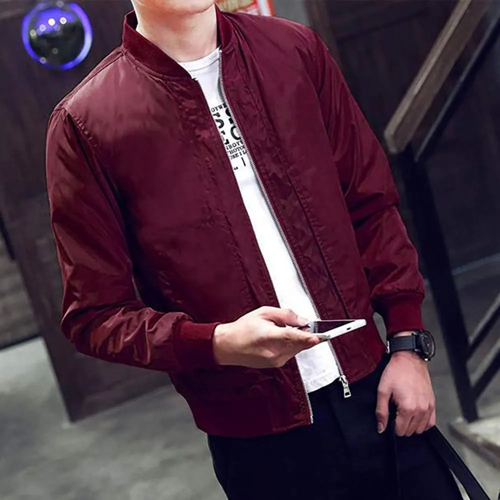 Ymosrh Mens Coats and Jackets Plus Size Jacket Overcoat Outwear Slim Long Sleeve Zipper Tops Blouse Coats Fashion