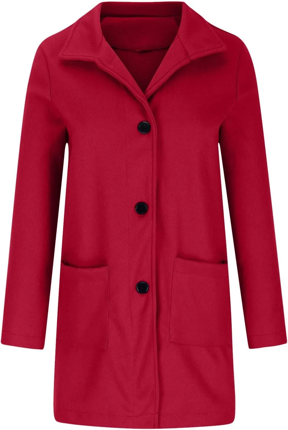 YRAETENM Women's Winter Single Breasted Stand Collar Wool Coat Blazer Jacket Casual Mid-Long Peacoat Trench Coat with Pockets