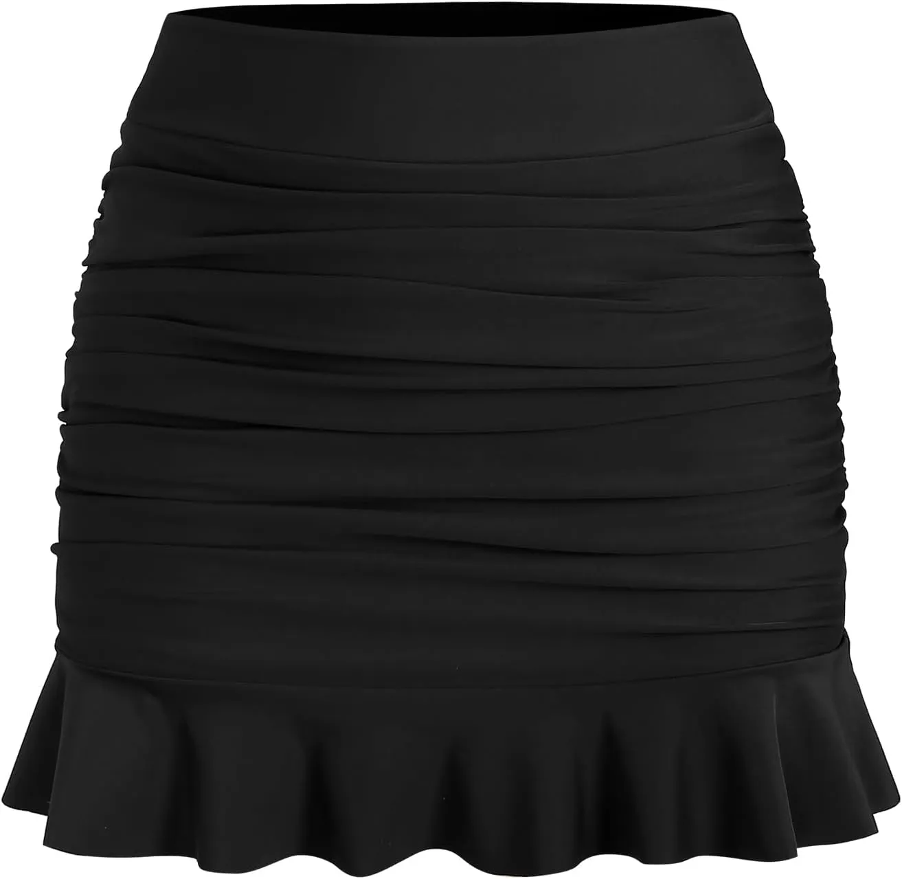 ZAFUL Women High Waisted Swim Skirts Ruffle Ruched Mini Skirt Tummy Control Bikini Bottoms