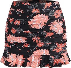 ZAFUL Women High Waisted Swim Skirts Ruffle Ruched Mini Skirt Tummy Control Bikini Bottoms
