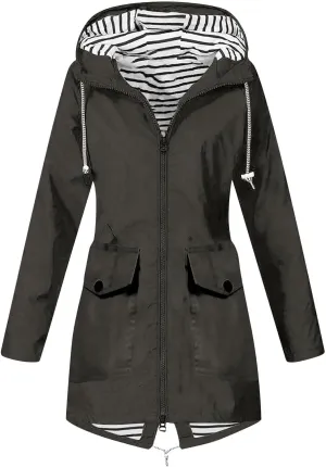ZEFOTIM Womens Rain Jacket with Hood Waterproof Light Weight Casual Raincoat with Pockets Zip Up Hiking Jackets Clothes