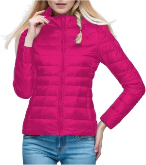 ZWRXW Down Jacket for Women Short Lightweight Duck Down Quilted Stand Collar Puffer Coats Packable Winter Outerwear