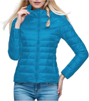 ZWRXW Down Jacket for Women Short Lightweight Duck Down Quilted Stand Collar Puffer Coats Packable Winter Outerwear