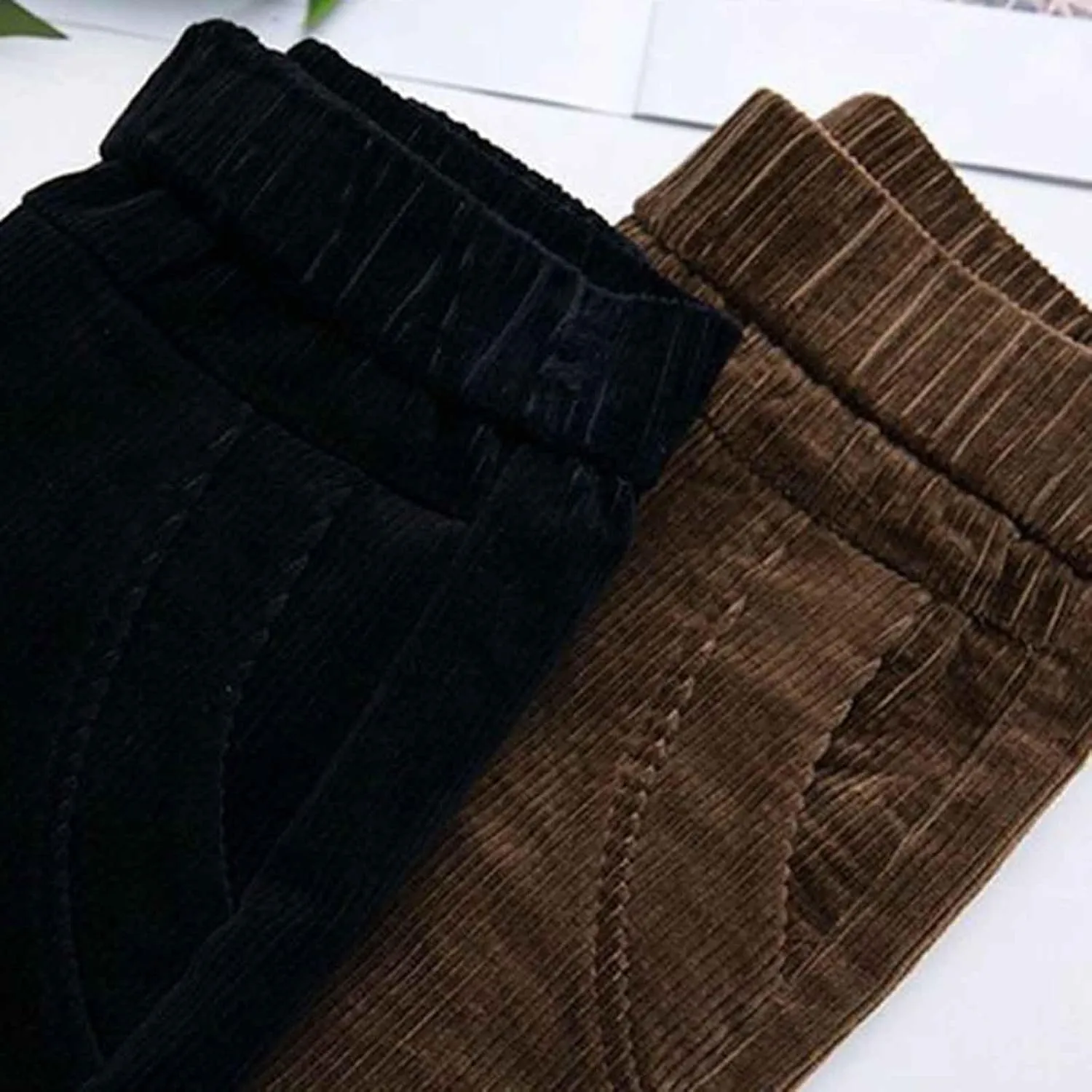 ZYXTIM Women's Fleece Lined Corduroy Pants Plus Size Elastic Waist Casual Pull On Soft Comfy Joggers Hiking Thermal Bottoms